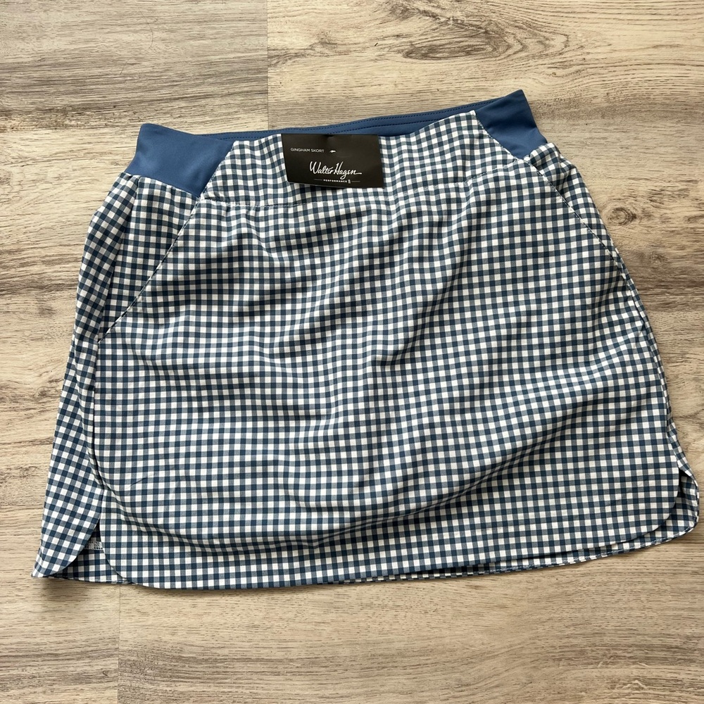 Walter Hagen Blue Gingham Golf Skort